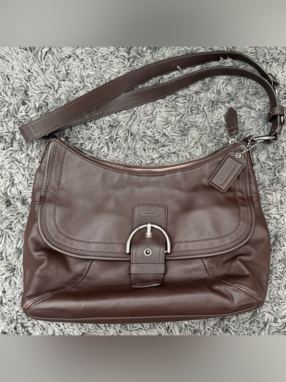 Coach Dark Brown Leather Hobo Bag